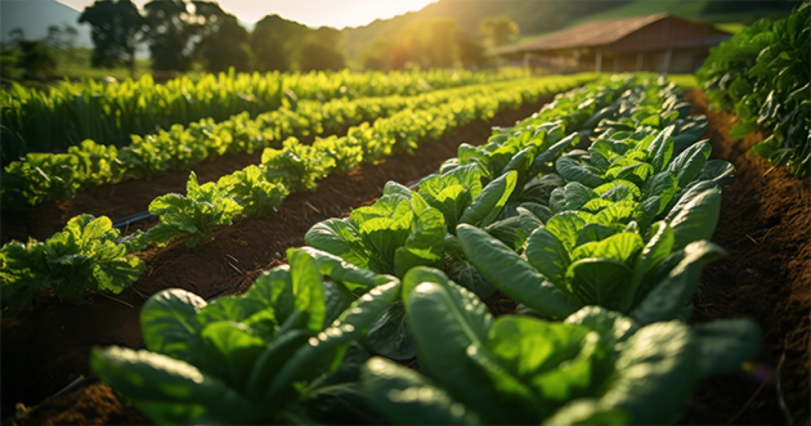 Rows of leafy green crops